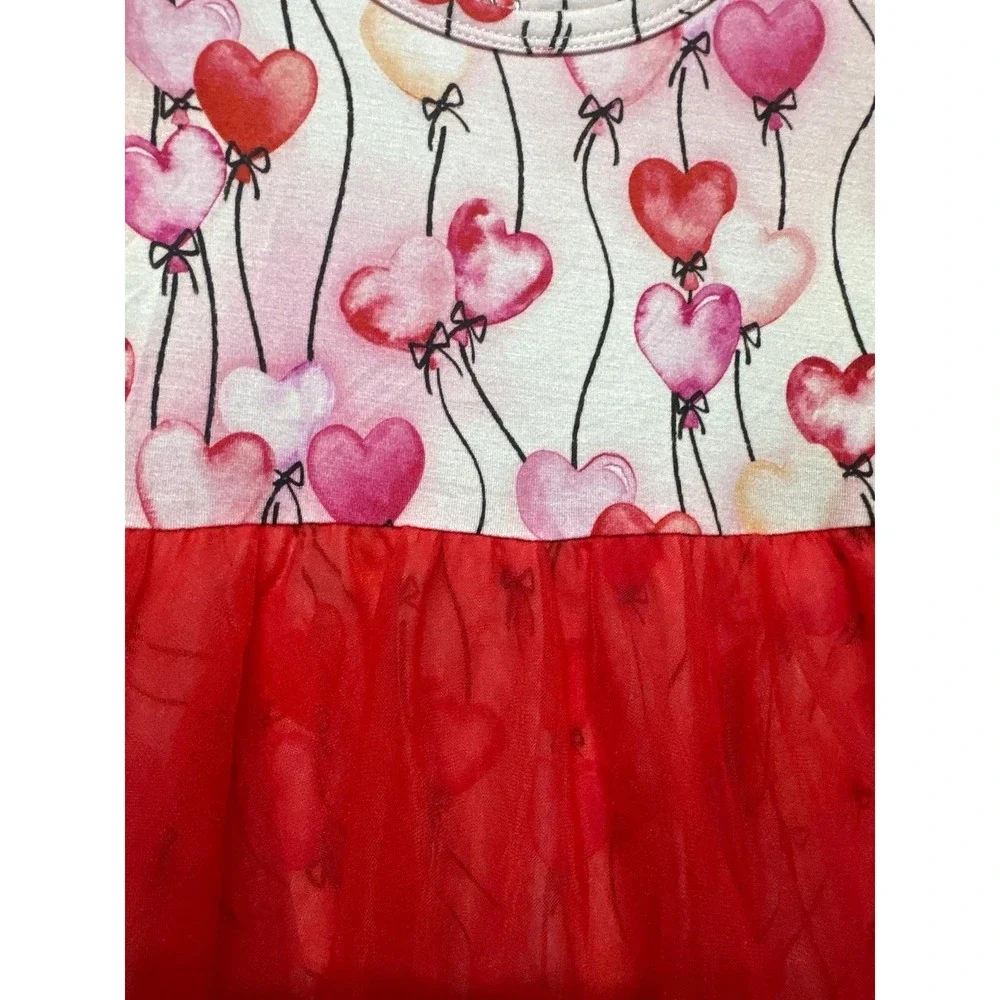 Birdie Bean Amara Tulle Twirl Dress Girls 18-24M Red Heart Bamboo Boutique NWT